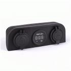 Three Hole Tent Car Digital Voltmeter Power Socket Dual USB 2 Port Cha_1